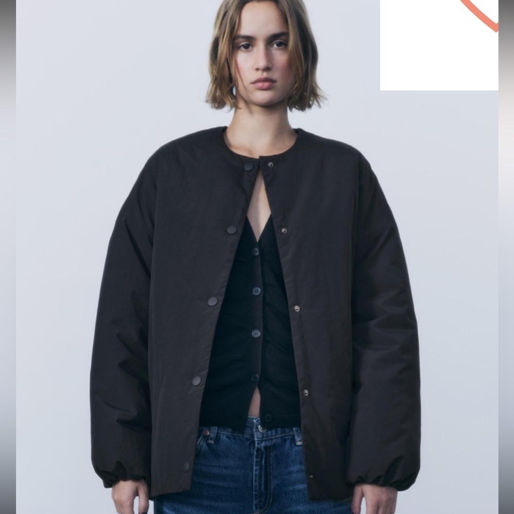 Zara Quilted Water Repellent Jacket Oversized Women’s Size Large NWT BLACK